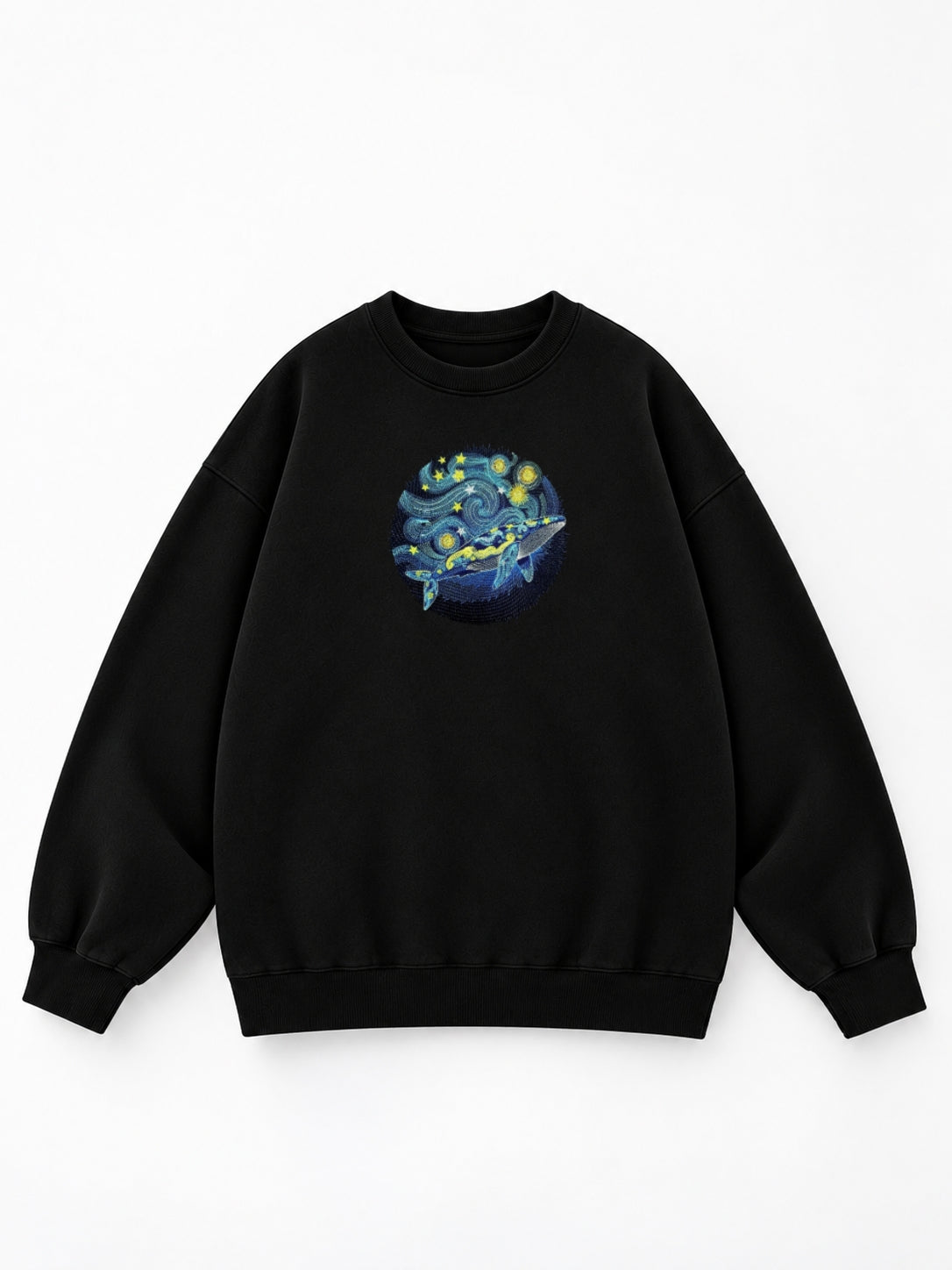 STARRY NIGHT BLUE WHALE OVERSIZED CREWNECK