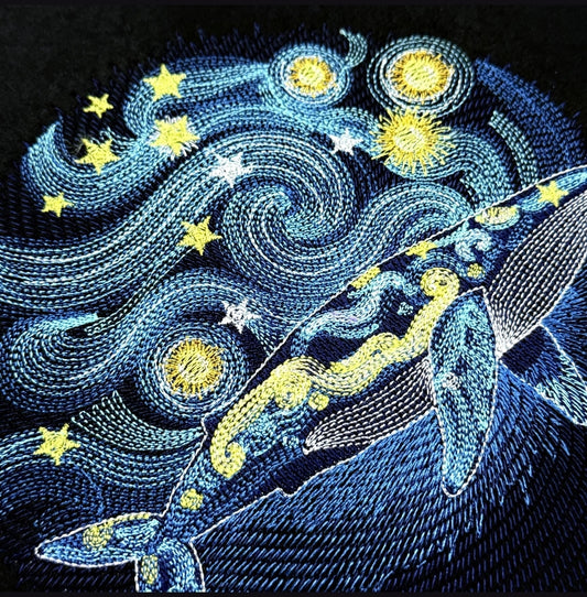 STARRY NIGHT BLUE WHALE OVERSIZED T-SHIRT