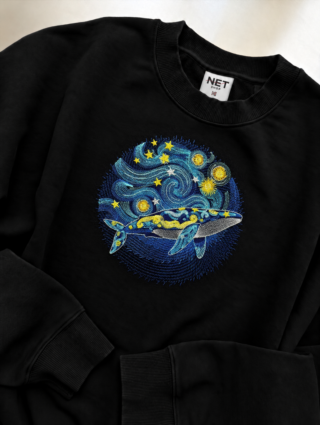 STARRY NIGHT  BLUE WHALE OVERSIZED  CREWNECK